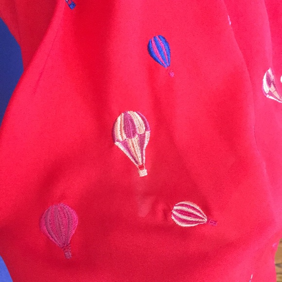 Nishe Red dress with multicolor embroidered hot air balloons & Peter Pan collar - Picture 12 of 15